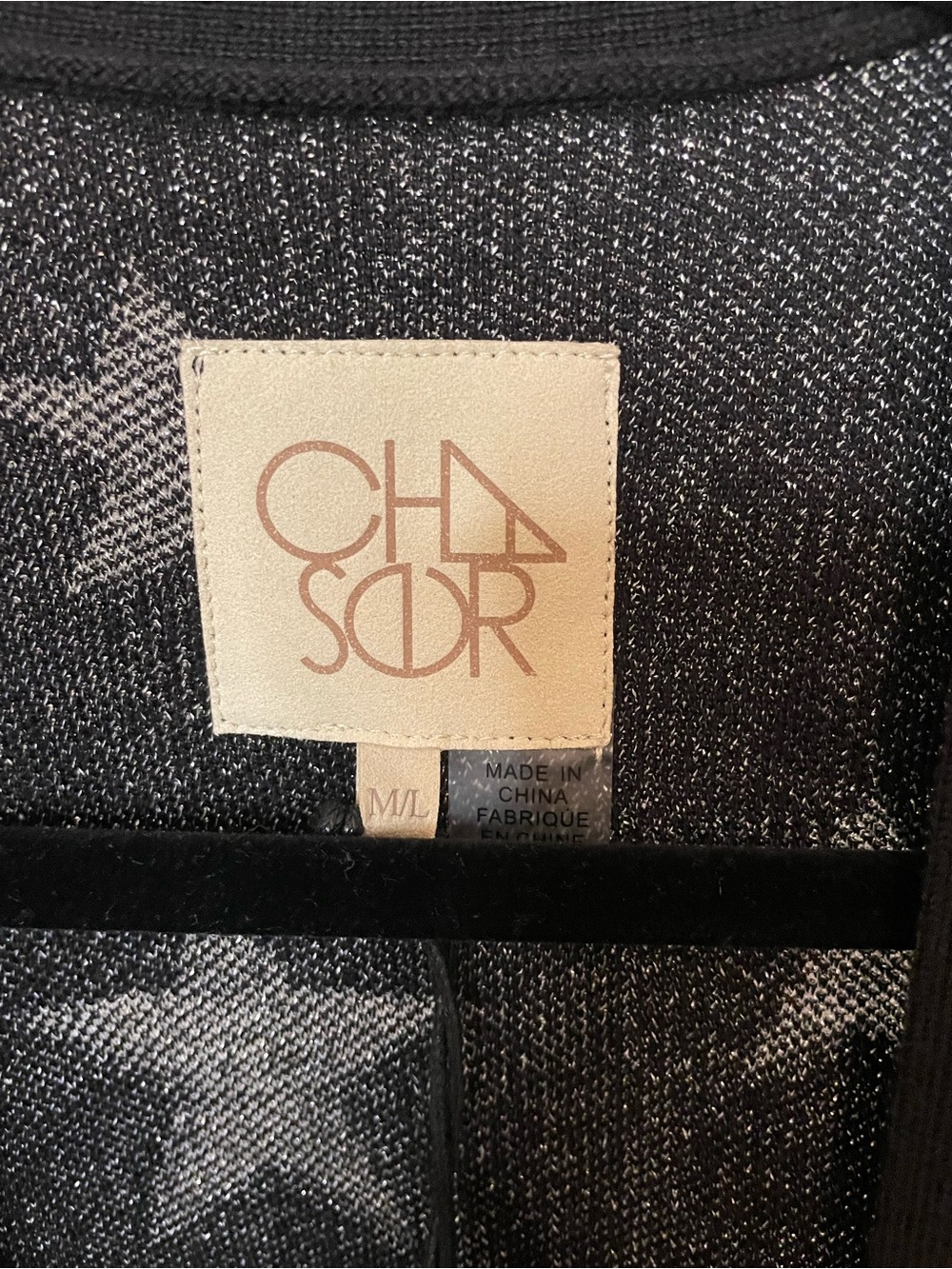 Chaser Black & Silver Star  Long Open Cardigan - Picture 3 of 6